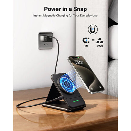 INIU WI222 SnapGo Base de Carga Inalámbrica 3 en 1 15W con Stand Plegable