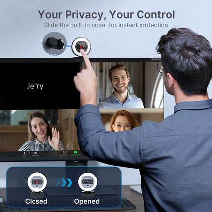 NexiGo N930E Pro Webcam 4K UHD 12MP Sensor 80° Campo Visión Anillo Luz Ajustable