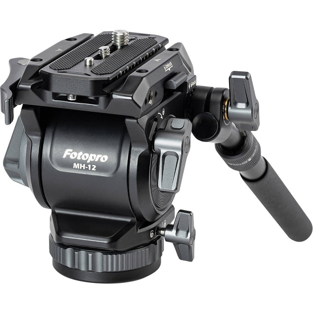 Fotopro O-9 Trípode de Fibra de Carbono con Cabezal Fluido MH-12 61.3" altura máxima capacidad 13.2 lb