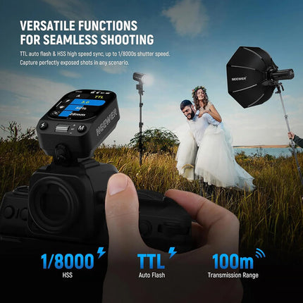 Neewer QZ-N Controlador de Flash Inalámbrico TTL para Nikon con Pantalla Táctil OLED batería recargable y estuche de almacenamiento
