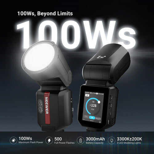 Neewer Z3R-N Flash Speedlite para Nikon Cabezal Redondo 100Ws Batería Litio USB-C