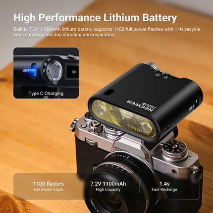 Neewer Z160U-N Mini Flash para cámara Nikon 18Ws batería 1100mAh USB-C