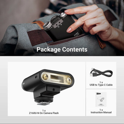 Neewer Z160U-N Mini Flash para cámara Nikon 18Ws batería 1100mAh USB-C