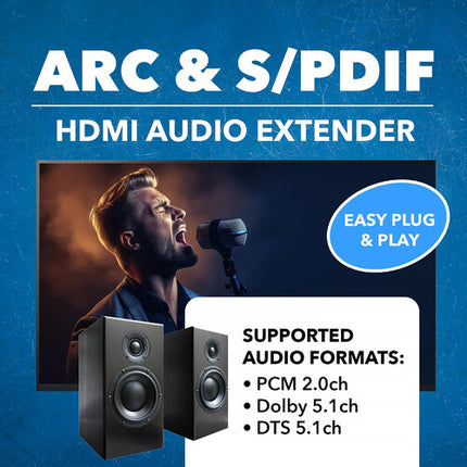 OREI HDMI ARC y S/PDIF Extensor de Audio hasta 150 m con Adaptador y Cable