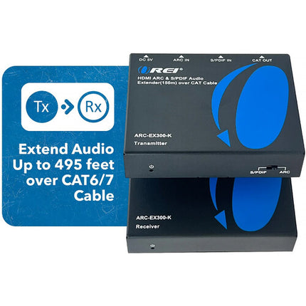 OREI HDMI ARC y S/PDIF Extensor de Audio hasta 150 m con Adaptador y Cable