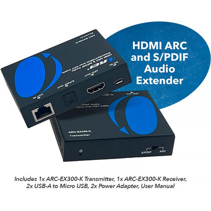 OREI HDMI ARC y S/PDIF Extensor de Audio hasta 150 m con Adaptador y Cable