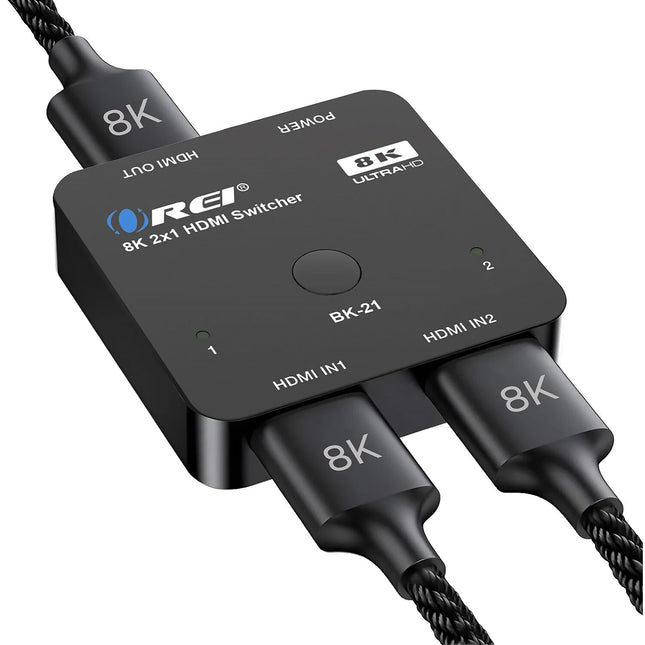 OREI 2x1 HDMI 8K60 Switch con dos entradas HDMI 2.1 y 48 Gb/s