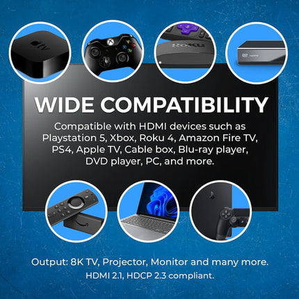 OREI 2x1 HDMI 8K60 Switch con dos entradas HDMI 2.1 y 48 Gb/s