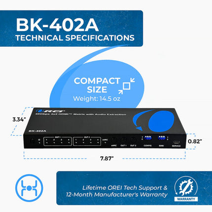OREI 8K60 4x2 Matriz HDMI con Audio Extract eARC 8K60 UHD 4K120
