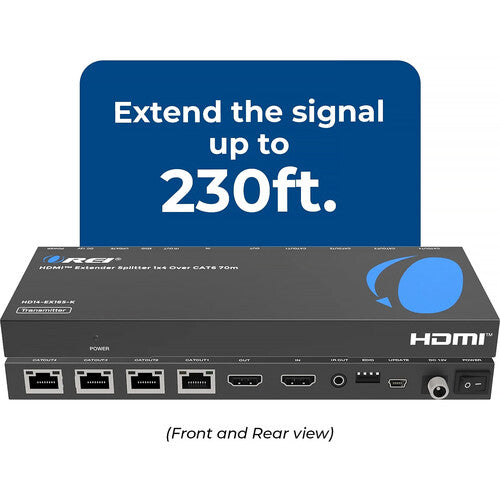 OREI 1x4 HDMI Extensor divisor 4K30 con Transmisor Receptores y Control IR