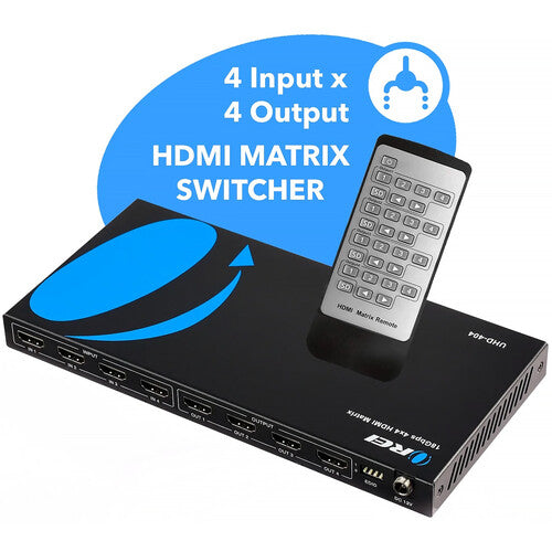 OREI UHD 4K60 Matriz HDMI 4x4 18Gbps HDR HDR10 con Control Remoto