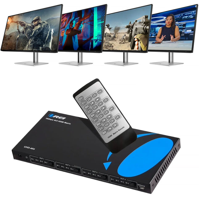 OREI UHD 4K60 Matriz HDMI 4x4 18Gbps HDR HDR10 con Control Remoto
