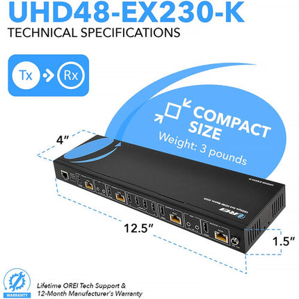 OREI 4x4 HDMI Matrix Extender 4K60 230 pies 18 Gb/s HDCP 2.2