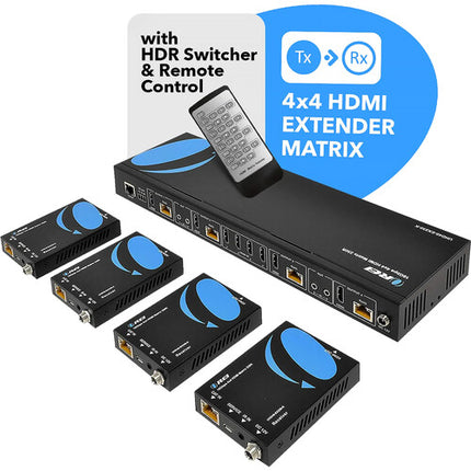 OREI 4x4 HDMI Matrix Extender 4K60 230 pies 18 Gb/s HDCP 2.2