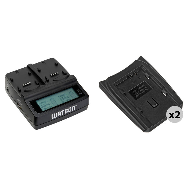 Watson Duo Cargador LCD para batería BP-800 con 2 placas adaptadoras 100-240V USB