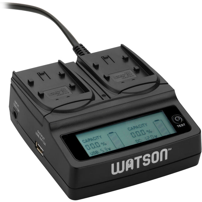 Watson Duo LCD Cargador II para Baterías NP-FP FH FV con Dos Placas Adaptadoras