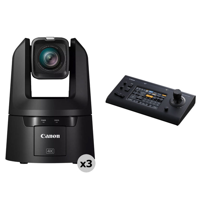 Canon CR-N500 Kit 3 Cámaras PTZ 4K Zoom 15x Controlador RC-IP100
