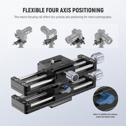 Neewer Pro 4-Way Rail de Enfoque Macro Arca Tipo 3.9" Deslizante
