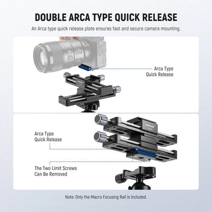 Neewer Pro 4-Way Rail de Enfoque Macro Arca Tipo 3.9" Deslizante