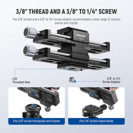 Neewer Pro 4-Way Rail de Enfoque Macro Arca Tipo 3.9" Deslizante