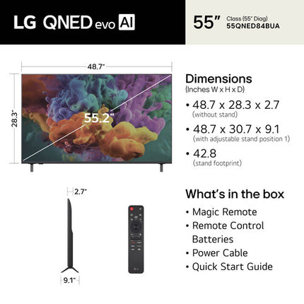 LG QNED84B QNED evo AI 55 pulgadas TV Mini-LED 4K HDR10 120 Hz Smart TV
