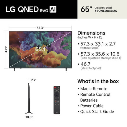 LG QNED84B QNED evo AI TV Mini-LED 65" 4K HDR 120Hz Smart HDR10