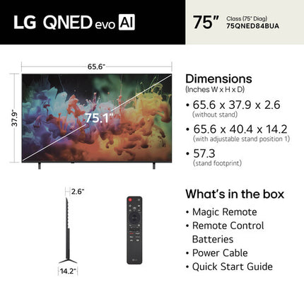 LG QNED84B QNED evo AI TV Mini-LED 75" 4K HDR 120 Hz Smart