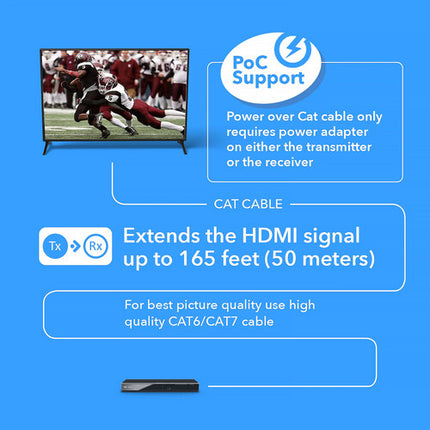 OREI Extensor HDMI 2.0 4K UHD 60Hz hasta 50m Control IR Juego Completo