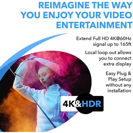 OREI Extensor HDMI 2.0 4K UHD 60Hz hasta 50m Control IR Juego Completo