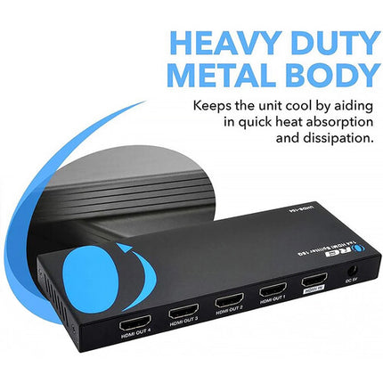 OREI UHDS-104 1x4 Divisor HDMI 4K60 18 Gb/s con Adaptador de Energía
