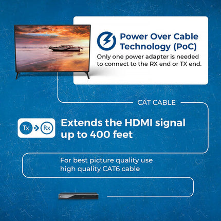 OREI Extensor HDMI 4K UHD sobre HDBaseT 394' con IR CEC y PoC