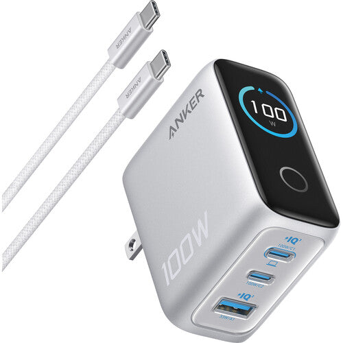 Anker Cargador de Pared USB 3 Puertos 100W con Pantalla Plata