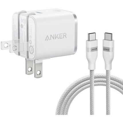 Anker Cargador USB-C 45W con cable 6 pies y pantalla Aurora White