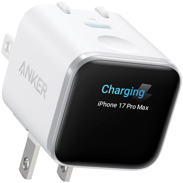 Anker Cargador USB-C 45W con cable 6 pies y pantalla Aurora White