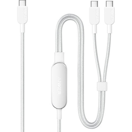 Anker Cable USB-C 2 en 1 Trenzado 140W 1.2m Blanco Carga Dual