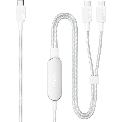 Anker Cable USB-C 2 en 1 Trenzado 140W 1.2m Blanco Carga Dual