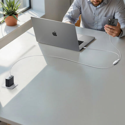 Anker Cable USB-C 2 en 1 Trenzado 140W 1.2m Blanco Carga Dual
