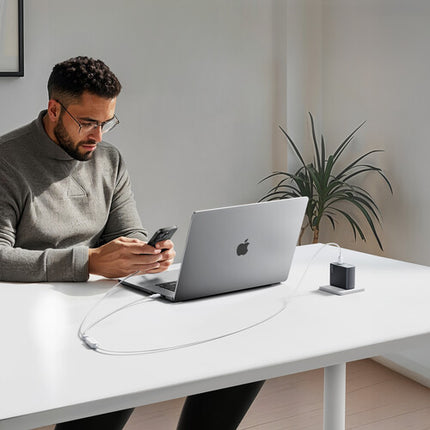 Anker Cable USB-C 2 en 1 Trenzado 140W 1.2m Blanco Carga Dual