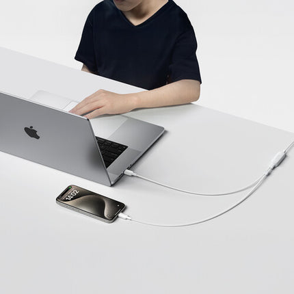 Anker Cable USB-C 2 en 1 Trenzado 140W 1.2m Blanco Carga Dual