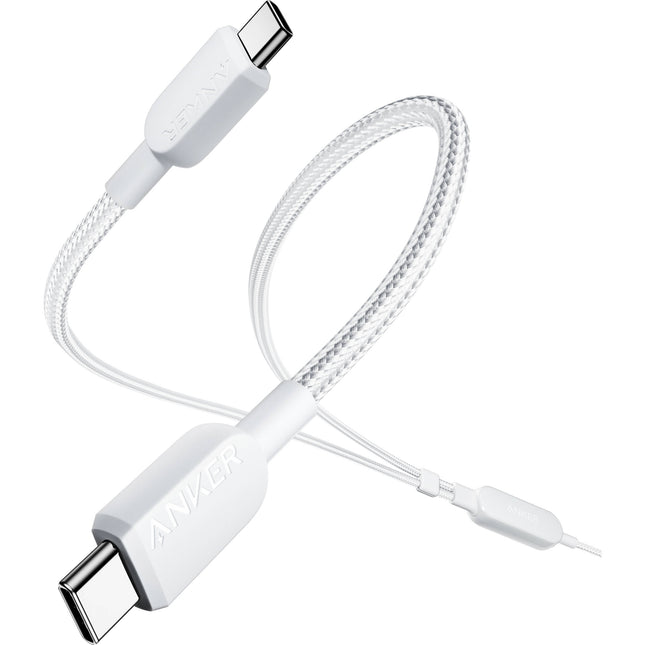 Anker Cable USB-C 2 en 1 Trenzado 140W 1.2m Blanco Carga Dual