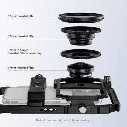 Neewer Universal Phone Cage soporte para móvil 1.7-3.3" con adaptador 17 37 y 67mm