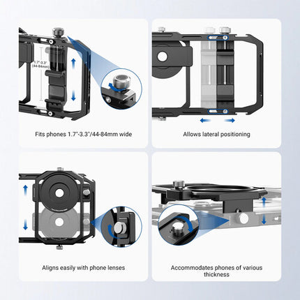 Neewer Universal Phone Cage soporte para móvil 1.7-3.3" con adaptador 17 37 y 67mm