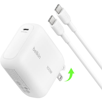 Cargador de Pared USB-C Belkin 100W con Tecnología GaN y Cable USB-C 4.9 ft