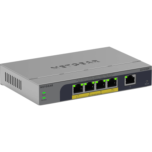 Netgear GS105EP Switch de Red Gestionado 5 Puertos 4 PoE+ 63W