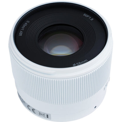 Yongnuo 50mm f1.8S DA Objetivo para Sony E Blanco con Motor Ultrasilencioso y Apertura f1.8
