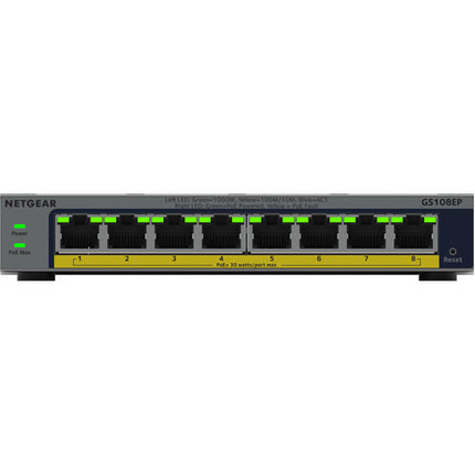 NETGEAR GS108EP Switch de Red Gestionado 8 Puertos Gigabit PoE+ 62W 16Gbps