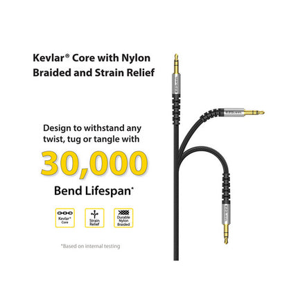 EZQuest DuraGuard Cable de Audio Estéreo 3.5mm TRS 2m Nylon Trenzado