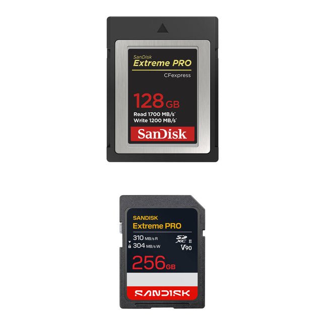 SanDisk 128GB Extreme PRO CFexpress Tipo B y 256GB SDXC Kit de Tarjetas de Memoria