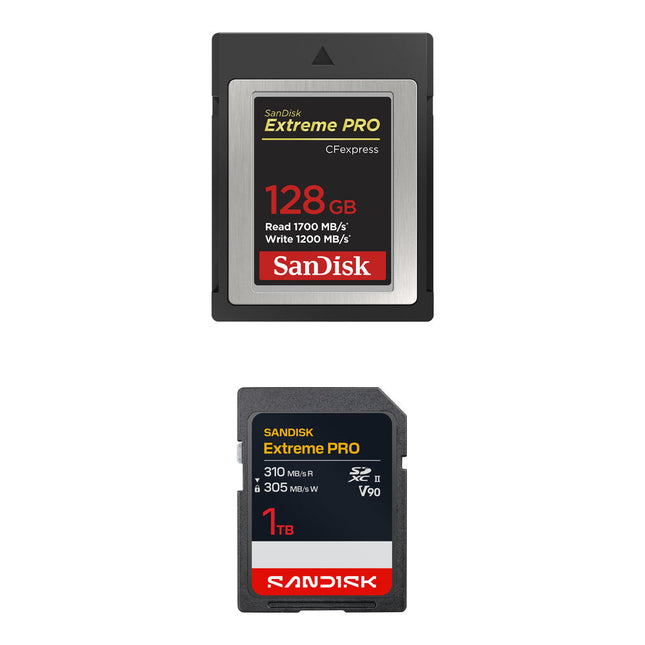 SanDisk 128GB Extreme PRO CFexpress Tipo B y 1TB SDXC Kit de Tarjetas de Memoria