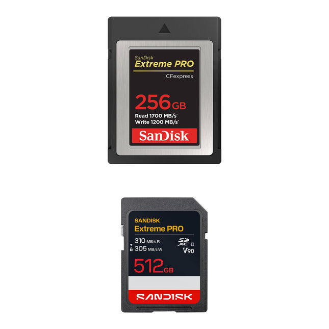 SanDisk 256GB Extreme PRO CFexpress Tipo B y 512GB SDXC Kit de Tarjetas de Memoria